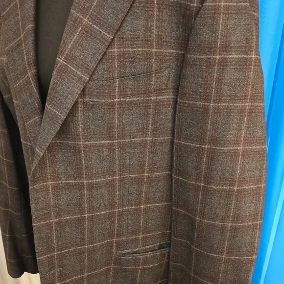 Canali Brown Plaid Men's Blazer - Picture 7 of 8
